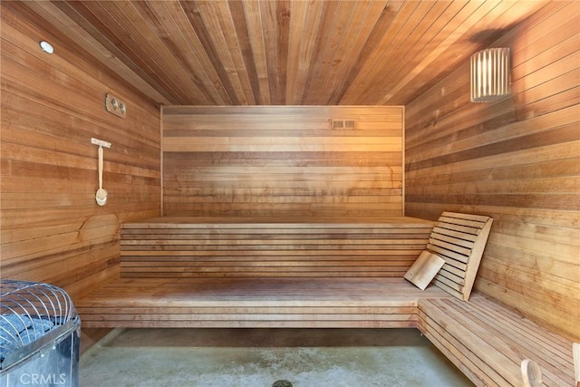 view of sauna / steam room with concrete flooring