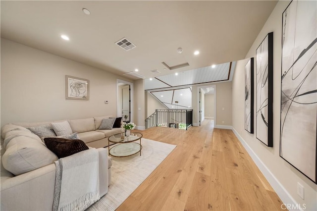 living room featuring light hardwood / wood-style flooring