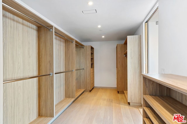 spacious closet with light wood-type flooring