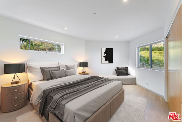 bedroom featuring light hardwood / wood-style flooring