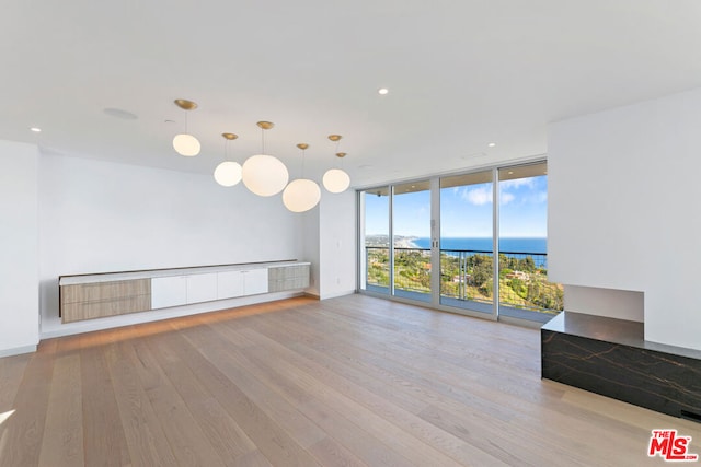 lobby featuring a water view