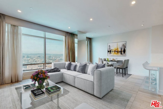 view of tiled living room