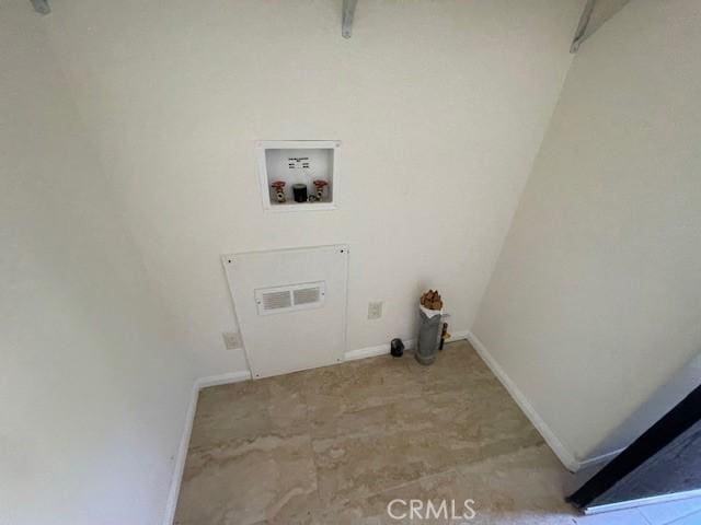 41501 Island Dr, Forest Falls, CA 92339 - washroom with visible vents, hookup for a washing machine, baseboards, and laundry area