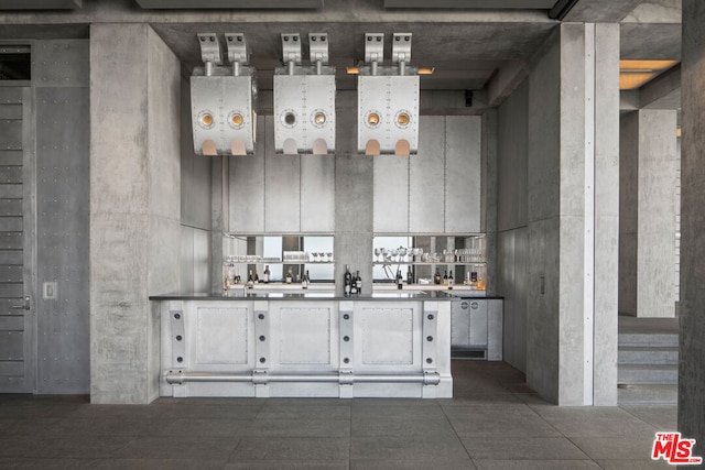 kitchen with a high ceiling