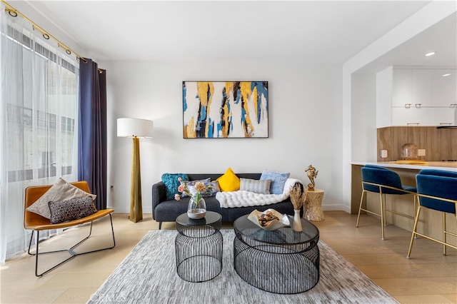 living room featuring light hardwood / wood-style floors