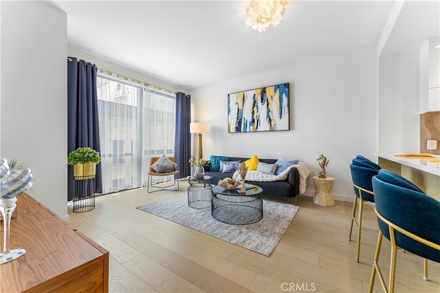 living room featuring light hardwood / wood-style flooring