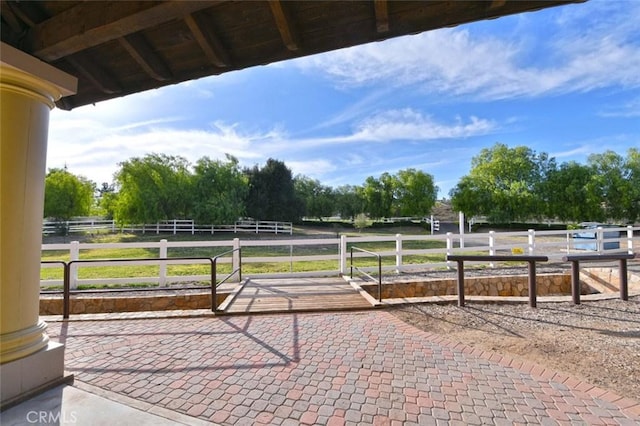 view of patio featuring a rural view