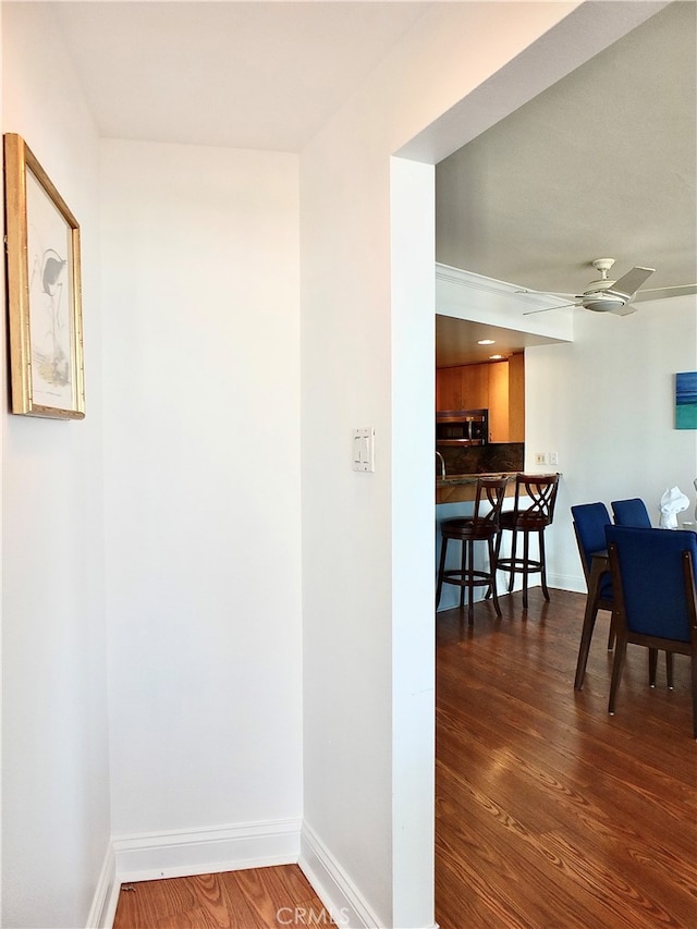 corridor featuring dark hardwood / wood-style flooring