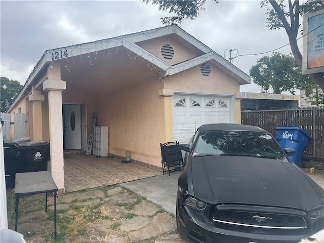 exterior space featuring a garage