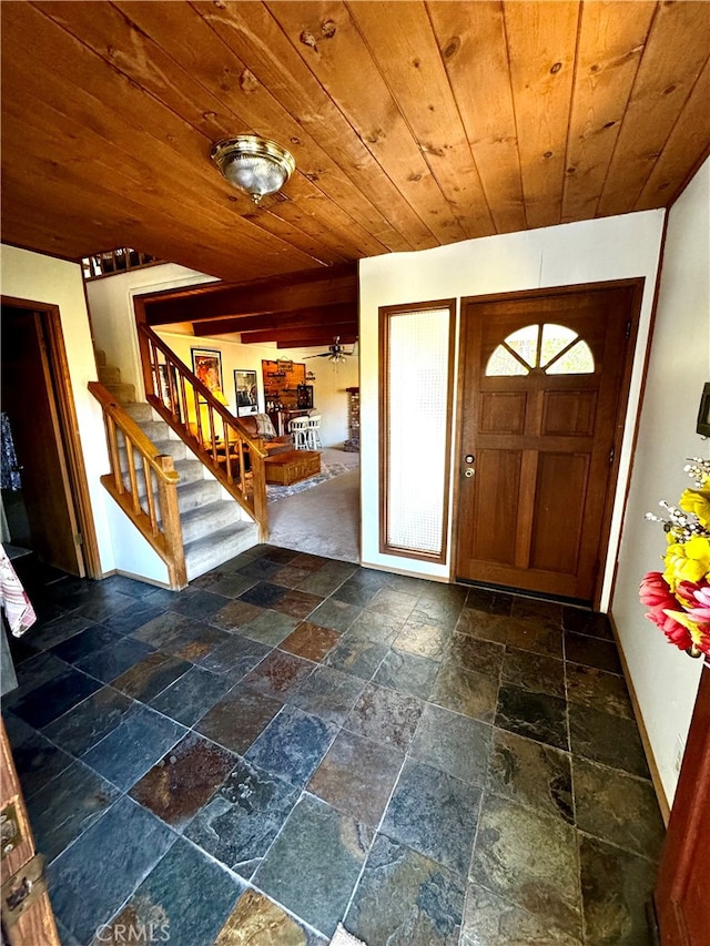 entryway featuring wood ceiling