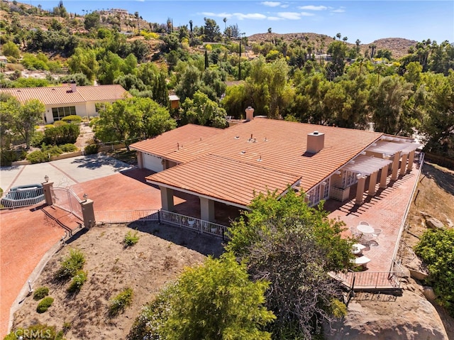 aerial view featuring a mountain view