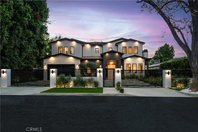 contemporary home featuring a garage