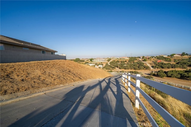 view of street with a rural view