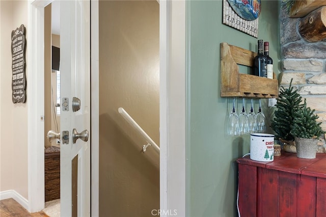 bathroom featuring wood-type flooring