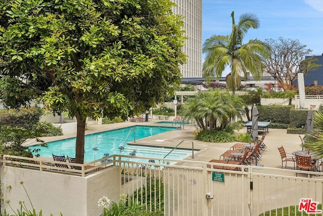 view of pool featuring a patio area