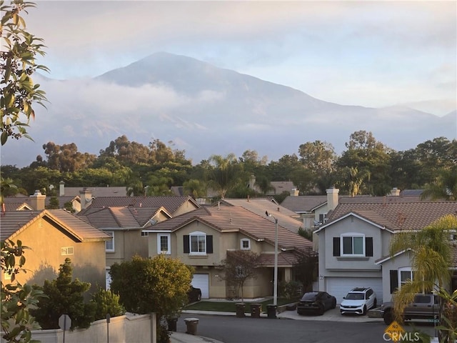 view of mountain feature featuring a residential view