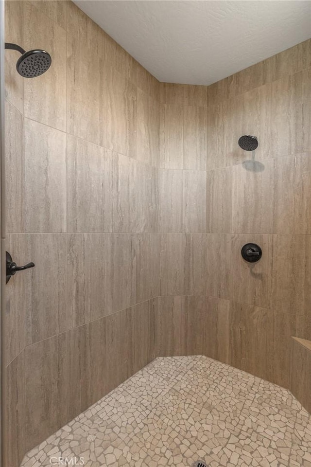 bathroom with a tile shower