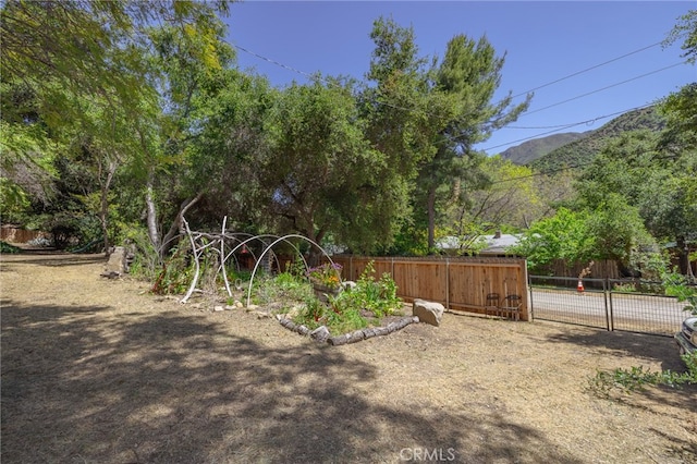 view of yard with a mountain view