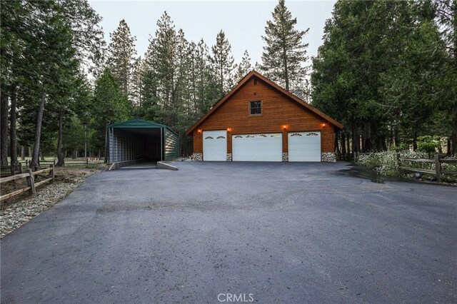 garage with a carport