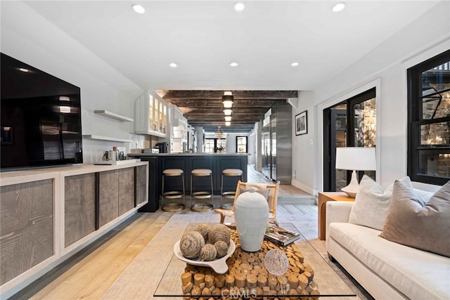 living room featuring light wood-type flooring