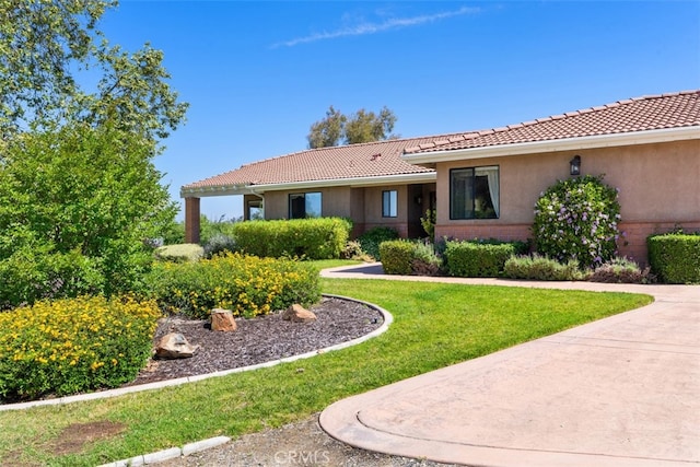 view of front of property with a front lawn