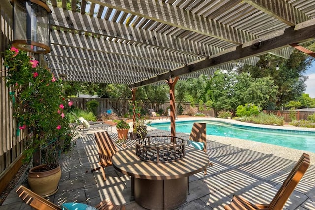 view of pool with a patio and a pergola