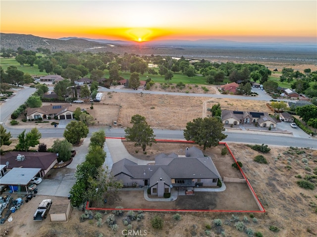 view of aerial view at dusk