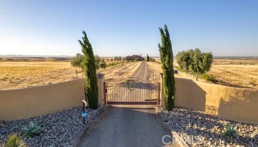 view of road with a rural view