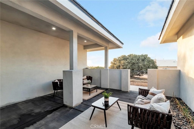 view of patio / terrace featuring outdoor lounge area and a balcony