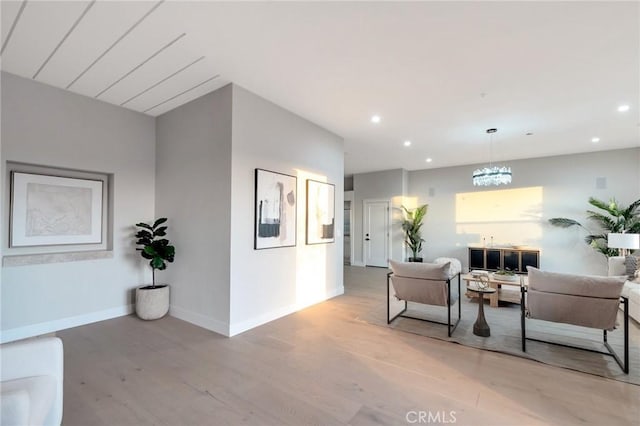 living room with light hardwood / wood-style floors