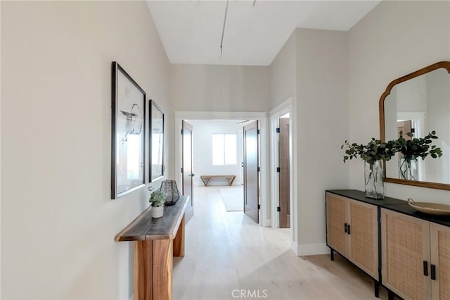 hall featuring light hardwood / wood-style flooring