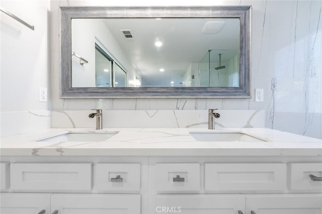 4806 W Concord Ave, Visalia, CA 93277 - bathroom with walk in shower and double vanity
