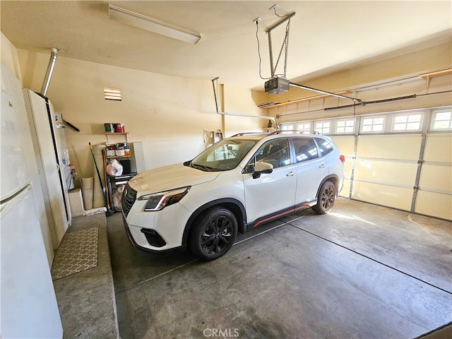 garage with a garage door opener