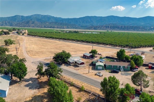 aerial view featuring a mountain view and a rural view