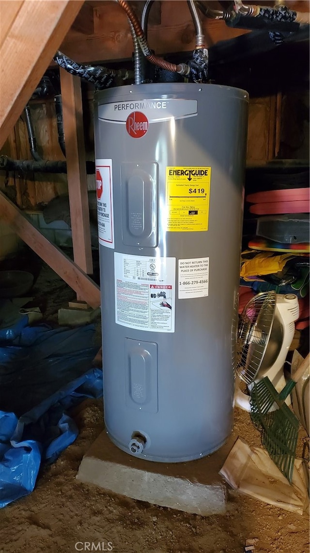 utility room with water heater