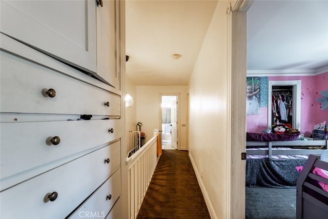 hallway featuring dark wood-type flooring