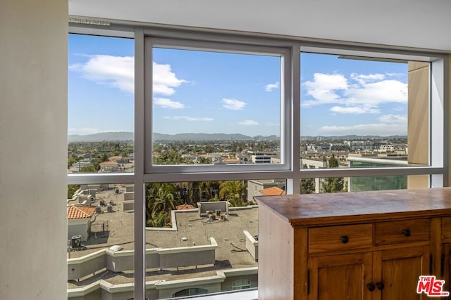 details featuring a mountain view and a wealth of natural light