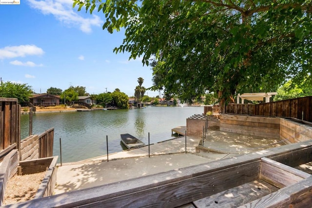 view of dock featuring a water view