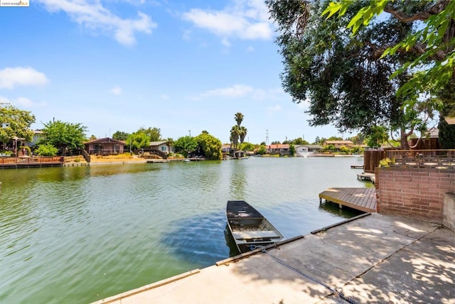 view of dock featuring a water view