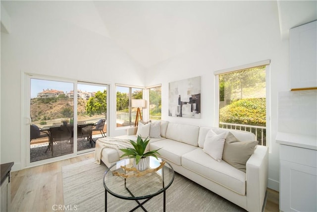 sunroom with vaulted ceiling and a healthy amount of sunlight