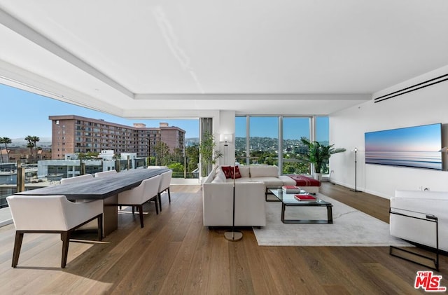 living room with hardwood / wood-style flooring