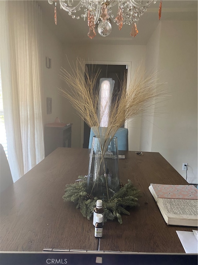 12100 Colima Rd, Whittier, CA 90604 - dining area with a notable chandelier