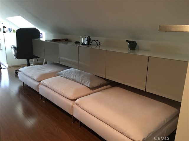 12100 Colima Rd, Whittier, CA 90604 - bedroom with wood-type flooring and vaulted ceiling with skylight