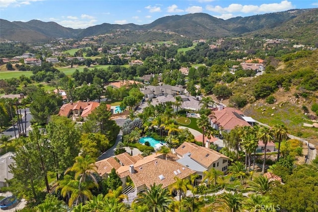 aerial view with a mountain view