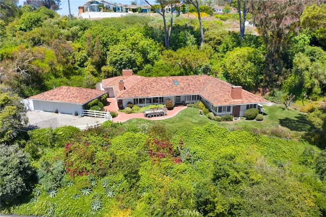 8 Quail Ridge Rd S, Rolling Hills, CA 90274 - aerial view of property and surrounding area with a heavily wooded area