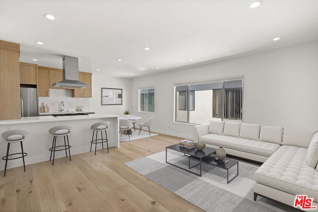 living room featuring light hardwood / wood-style floors