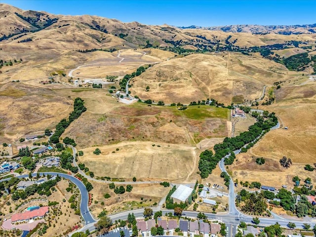 birds eye view of property with a mountain view