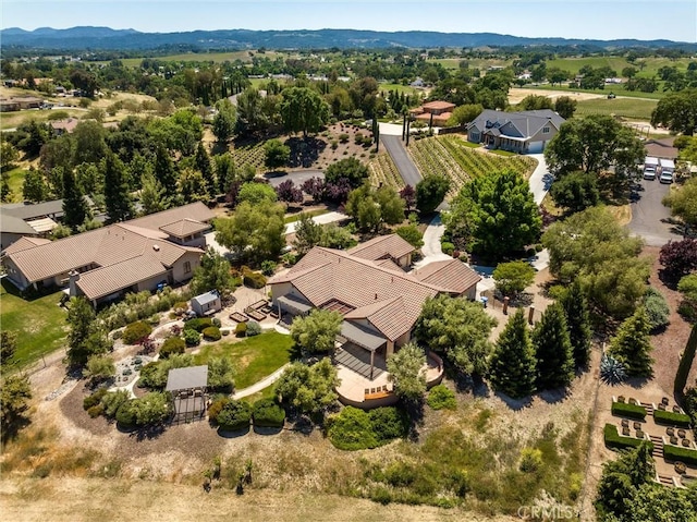 bird's eye view with a mountain view