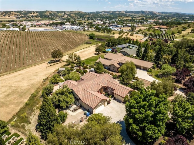 birds eye view of property with a rural view