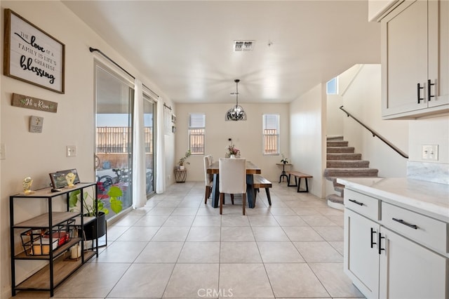 view of tiled dining space